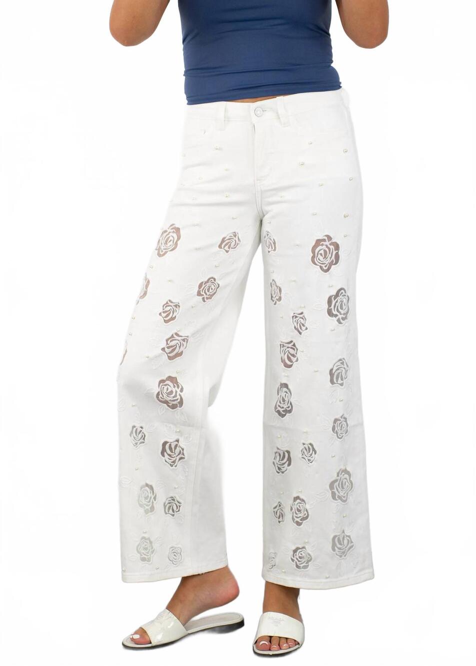 NEW BAYEAS rosalie wide leg jeans in white